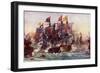 The Last Fight of the "Revenge," Off Flores, in the Azores, 1591-Charles Edward Dixon-Framed Giclee Print