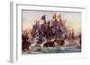 The Last Fight of the "Revenge," Off Flores, in the Azores, 1591-Charles Edward Dixon-Framed Giclee Print