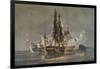 'The Last Franco-British Frigate Action', c1815-Nicholas Pocock-Framed Giclee Print