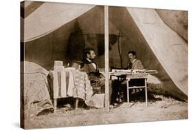 The Last Interview Between President Lincoln and General Mcclellan at Antietam, 1862-Mathew Brady-Stretched Canvas