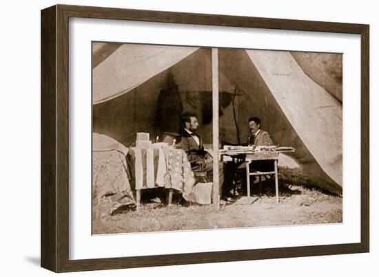 The Last Interview Between President Lincoln and General Mcclellan at Antietam, 1862-Mathew Brady-Framed Giclee Print