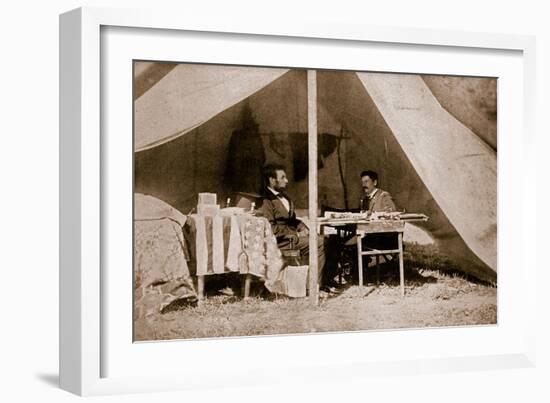 The Last Interview Between President Lincoln and General Mcclellan at Antietam, 1862-Mathew Brady-Framed Giclee Print