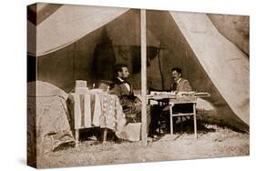 The Last Interview Between President Lincoln and General Mcclellan at Antietam, 1862-Mathew Brady-Stretched Canvas