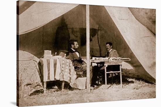 The Last Interview Between President Lincoln and General Mcclellan at Antietam, 1862-Mathew Brady-Stretched Canvas