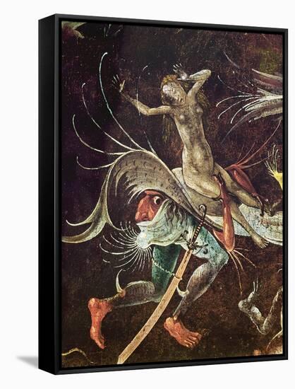 The Last Judgement, Detail of a Woman Being Carried Along by a Demon, C.1504 (Oil on Panel)-Hieronymus Bosch-Framed Stretched Canvas