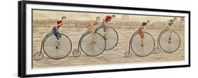 The Last Lap, Penny Farthing Race Woven Silk Stevengraph, by Thomas Stevens of Coventry, 1872-null-Framed Premium Giclee Print