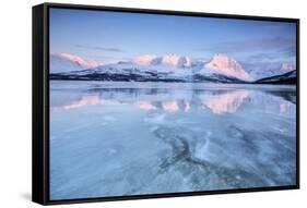 The Last Lights of Dusk Coloring the Snowy Lyngen Alps - a Magical Aurora Borealis-ClickAlps-Framed Stretched Canvas