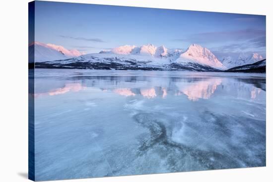 The Last Lights of Dusk Coloring the Snowy Lyngen Alps - a Magical Aurora Borealis-ClickAlps-Stretched Canvas