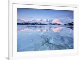 The Last Lights of Dusk Coloring the Snowy Lyngen Alps - a Magical Aurora Borealis-ClickAlps-Framed Photographic Print