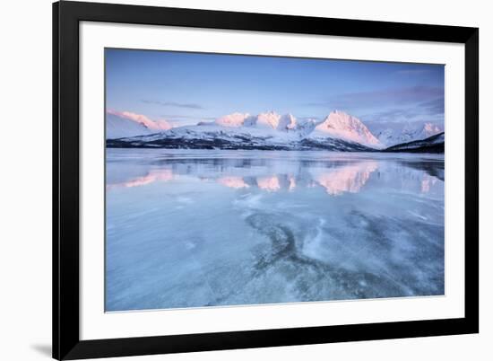 The Last Lights of Dusk Coloring the Snowy Lyngen Alps - a Magical Aurora Borealis-ClickAlps-Framed Photographic Print