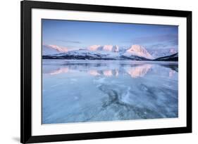 The Last Lights of Dusk Coloring the Snowy Lyngen Alps - a Magical Aurora Borealis-ClickAlps-Framed Photographic Print