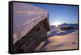 The Last Rays of Sun Light Up the Prabello Alp Chalets Covered with Snow-ClickAlps-Framed Stretched Canvas