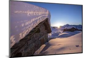 The Last Rays of Sun Light Up the Prabello Alp Chalets Covered with Snow-ClickAlps-Mounted Photographic Print