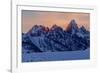 The last rays of sunset hit the Grand Teton on a winter evening-Tim Laman-Framed Photographic Print