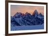 The last rays of sunset hit the Grand Teton on a winter evening-Tim Laman-Framed Photographic Print