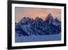 The last rays of sunset hit the Grand Teton on a winter evening-Tim Laman-Framed Photographic Print