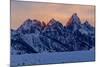 The last rays of sunset hit the Grand Teton on a winter evening-Tim Laman-Mounted Photographic Print