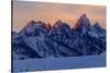 The last rays of sunset hit the Grand Teton on a winter evening-Tim Laman-Stretched Canvas