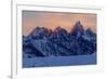 The last rays of sunset hit the Grand Teton on a winter evening-Tim Laman-Framed Photographic Print