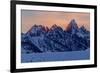 The last rays of sunset hit the Grand Teton on a winter evening-Tim Laman-Framed Photographic Print