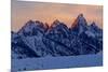 The last rays of sunset hit the Grand Teton on a winter evening-Tim Laman-Mounted Photographic Print