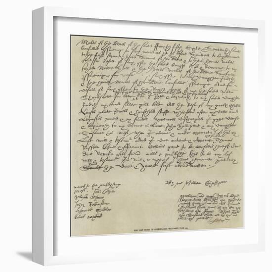 The Last Sheet of Shakespeare's Will-null-Framed Giclee Print