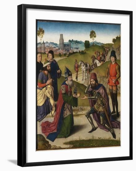 The Last Supper Altarpiece: Meeting of Abraham and Melchizedek (Left Wing), 1464-1468-Dirk Bouts-Framed Giclee Print