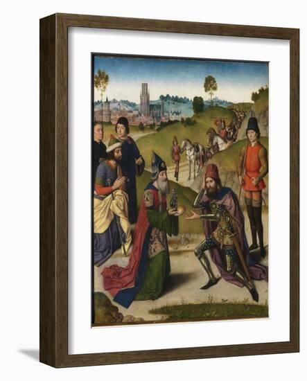 The Last Supper Altarpiece: Meeting of Abraham and Melchizedek (Left Wing), 1464-1468-Dirk Bouts-Framed Giclee Print