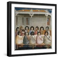 The Last Supper, Detail from Life and Passion of Christ, 1303-1305-Giotto di Bondone-Framed Giclee Print