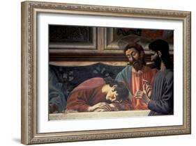 The Last Supper, Detail of Judas, Christ and St. John, 1447 (Fresco) (Detail of 85172)-Andrea Del Castagno-Framed Giclee Print