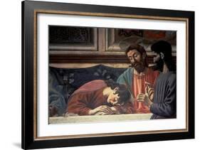 The Last Supper, Detail of Judas, Christ and St. John, 1447 (Fresco) (Detail of 85172)-Andrea Del Castagno-Framed Giclee Print