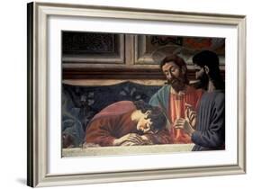 The Last Supper, Detail of Judas, Christ and St. John, 1447 (Fresco) (Detail of 85172)-Andrea Del Castagno-Framed Giclee Print