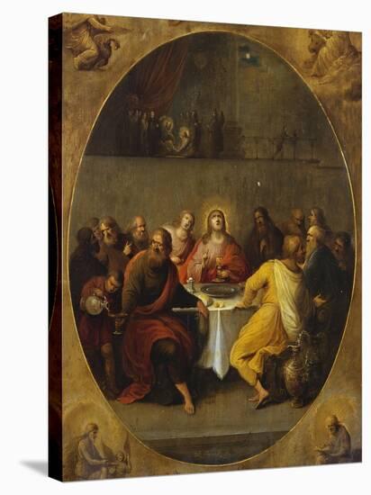 The Last Supper in a Painted Oval in a Surround Decorated with the Four Evangelists and God the…-Frans Francken the Younger-Stretched Canvas