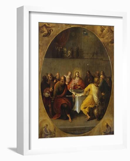 The Last Supper in a Painted Oval in a Surround Decorated with the Four Evangelists and God the…-Frans Francken the Younger-Framed Giclee Print