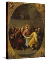 The Last Supper in a Painted Oval in a Surround Decorated with the Four Evangelists and God the…-Frans Francken the Younger-Stretched Canvas