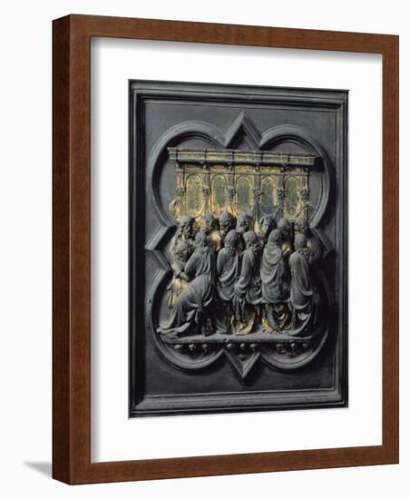 The Last Supper, Twelfth Panel of the North Doors of the Baptistery of San Giovanni, 1203-24-Lorenzo Ghiberti-Framed Giclee Print