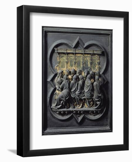 The Last Supper, Twelfth Panel of the North Doors of the Baptistery of San Giovanni, 1203-24-Lorenzo Ghiberti-Framed Giclee Print