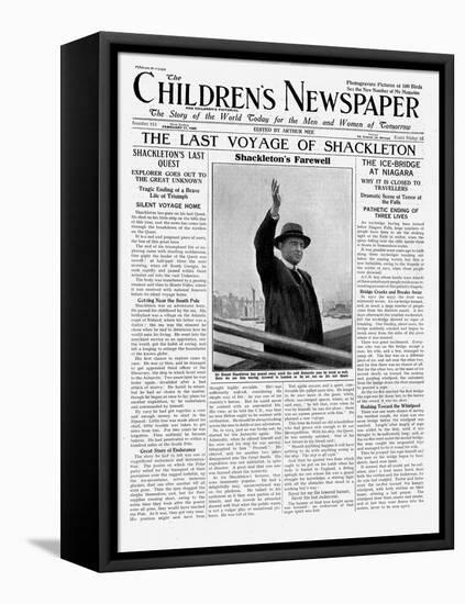 The Last Voyage of Shackleton, Front Page of 'The Children's Newspaper', February 1922-English School-Framed Stretched Canvas