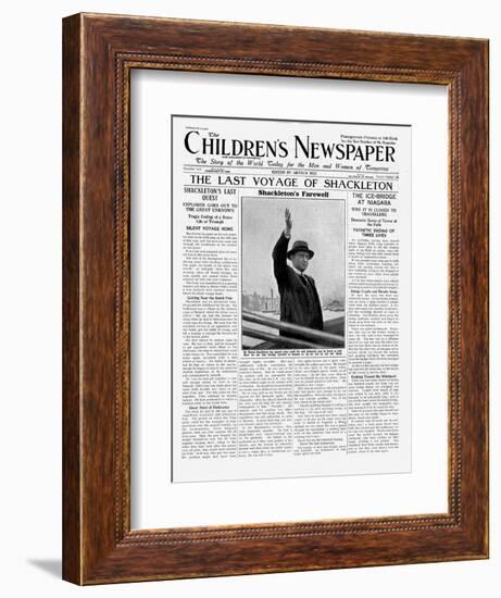 The Last Voyage of Shackleton, Front Page of 'The Children's Newspaper', February 1922-English School-Framed Giclee Print