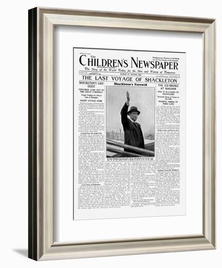 The Last Voyage of Shackleton, Front Page of 'The Children's Newspaper', February 1922-English School-Framed Giclee Print