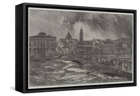 The Late Flood of the Arno at Florence-Edward William Cooke-Framed Stretched Canvas