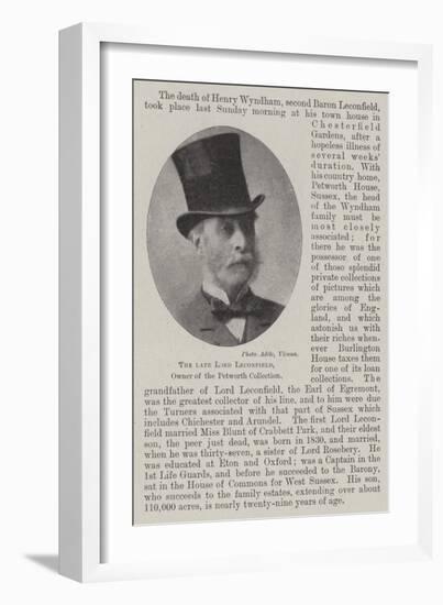 The Late Lord Leconfield, Owner of the Petworth Collection-null-Framed Giclee Print