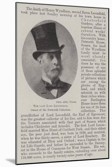 The Late Lord Leconfield, Owner of the Petworth Collection-null-Mounted Giclee Print