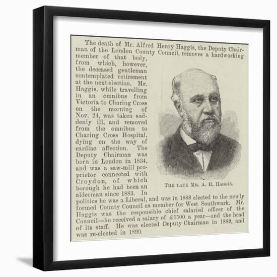 The Late Mr a H Haggis-null-Framed Giclee Print