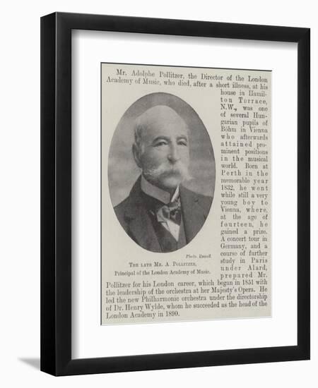 The Late Mr a Pollitzer, Principal of the London Academy of Music-null-Framed Giclee Print