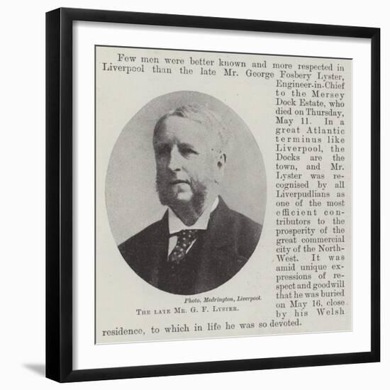 The Late Mr G F Lyster-null-Framed Giclee Print