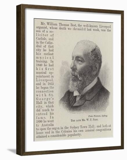 The Late Mr W T Best-null-Framed Giclee Print