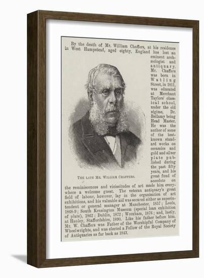 The Late Mr William Chaffers-null-Framed Giclee Print