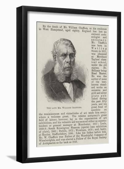 The Late Mr William Chaffers-null-Framed Giclee Print