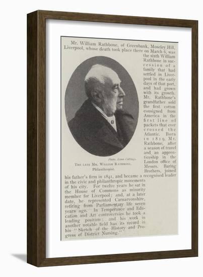 The Late Mr William Rathbone, Philanthropist-null-Framed Giclee Print